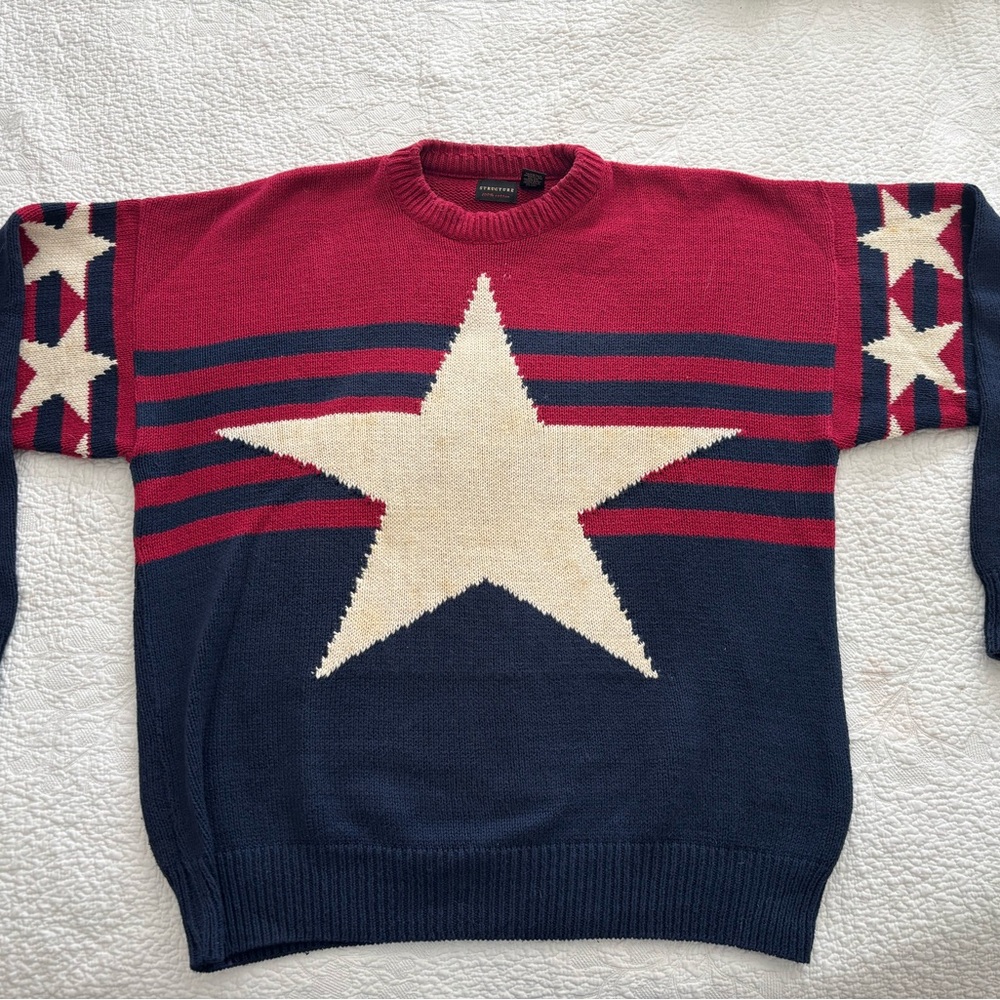 Structure Men's Star Crewneck Sweater - Red, Cream, and Blue